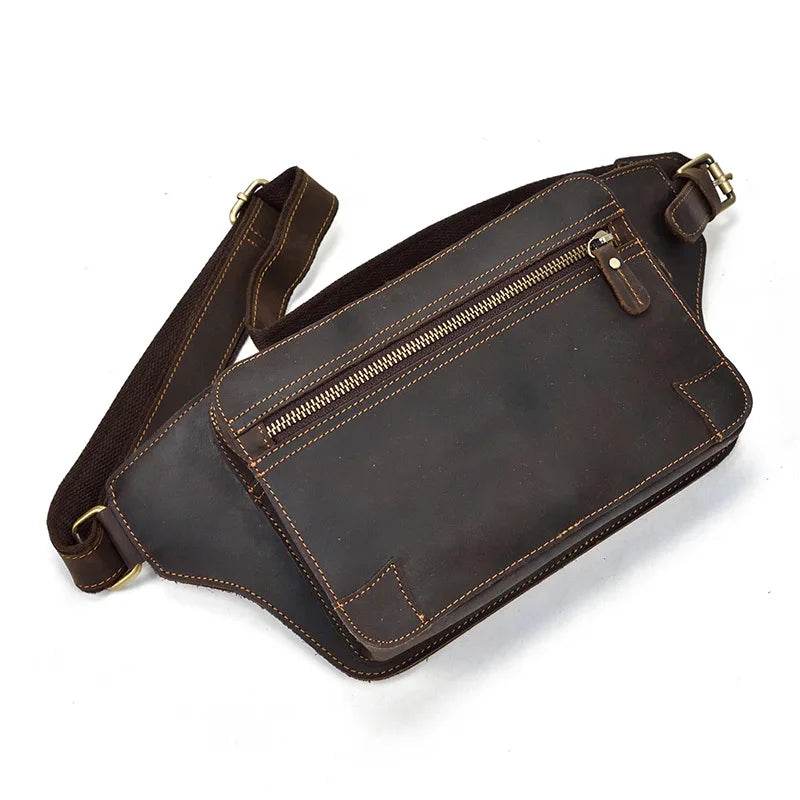 Luxury Male Leather Chest Bag Crossbody Sling Bag for Men - VacationGrabs