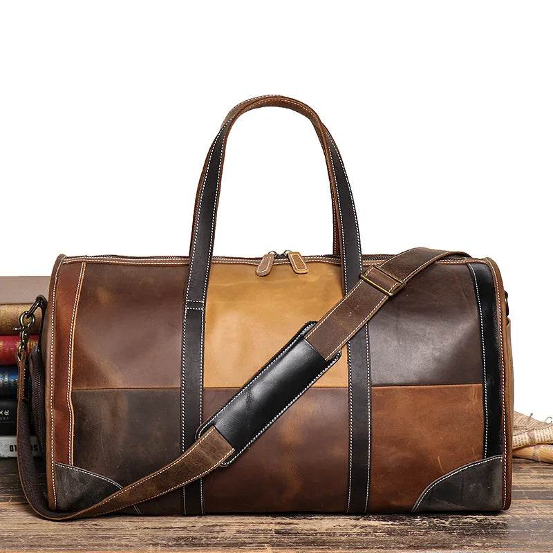 Soft Cowskin Leather Travel Duffle Bags Weekender for Men and Women - VacationGrabs