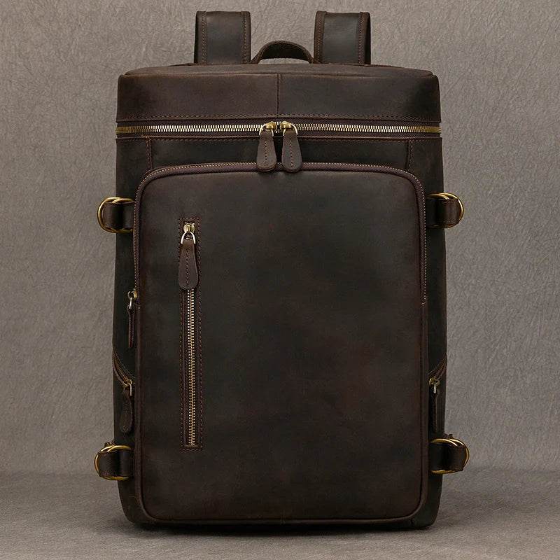 Casual Leather Backpack Crazy Horse Vintage Style for Men - VacationGrabs
