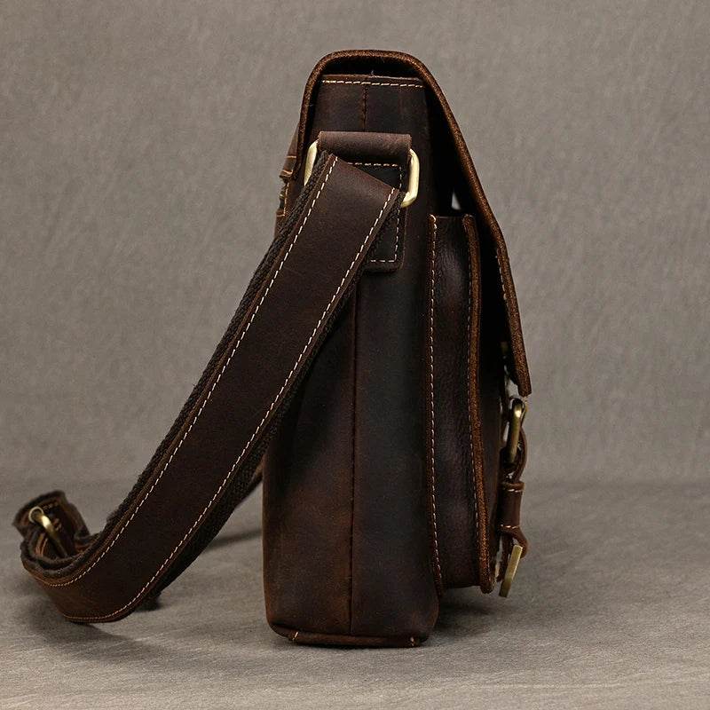 Vintage Real Leather Men's Crossbody Shoulder Bag Sling Bag - VacationGrabs