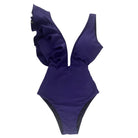 Women's Ruffle Sleeve Deep-V Bathing Suit - VacationGrabs