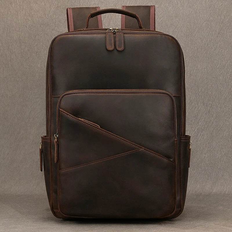 Multifunctional Leather Laptop Backpack for Men Teenager Travel - VacationGrabs