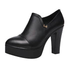 Black Block Heels Platform Pumps Women's Trouser Heels - VacationGrabs