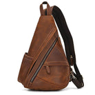 Unique Casual Genuine Leather Triangle Backpack for Men Women - VacationGrabs