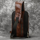 Natural Cowskin Leather Chest Pack Men Crossbody Sling Bag Large - VacationGrabs