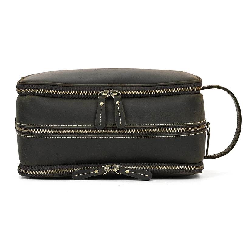 Leather Cosmetic Bag Toiletries Organizer Luxury Clutch for Men & Women - VacationGrabs