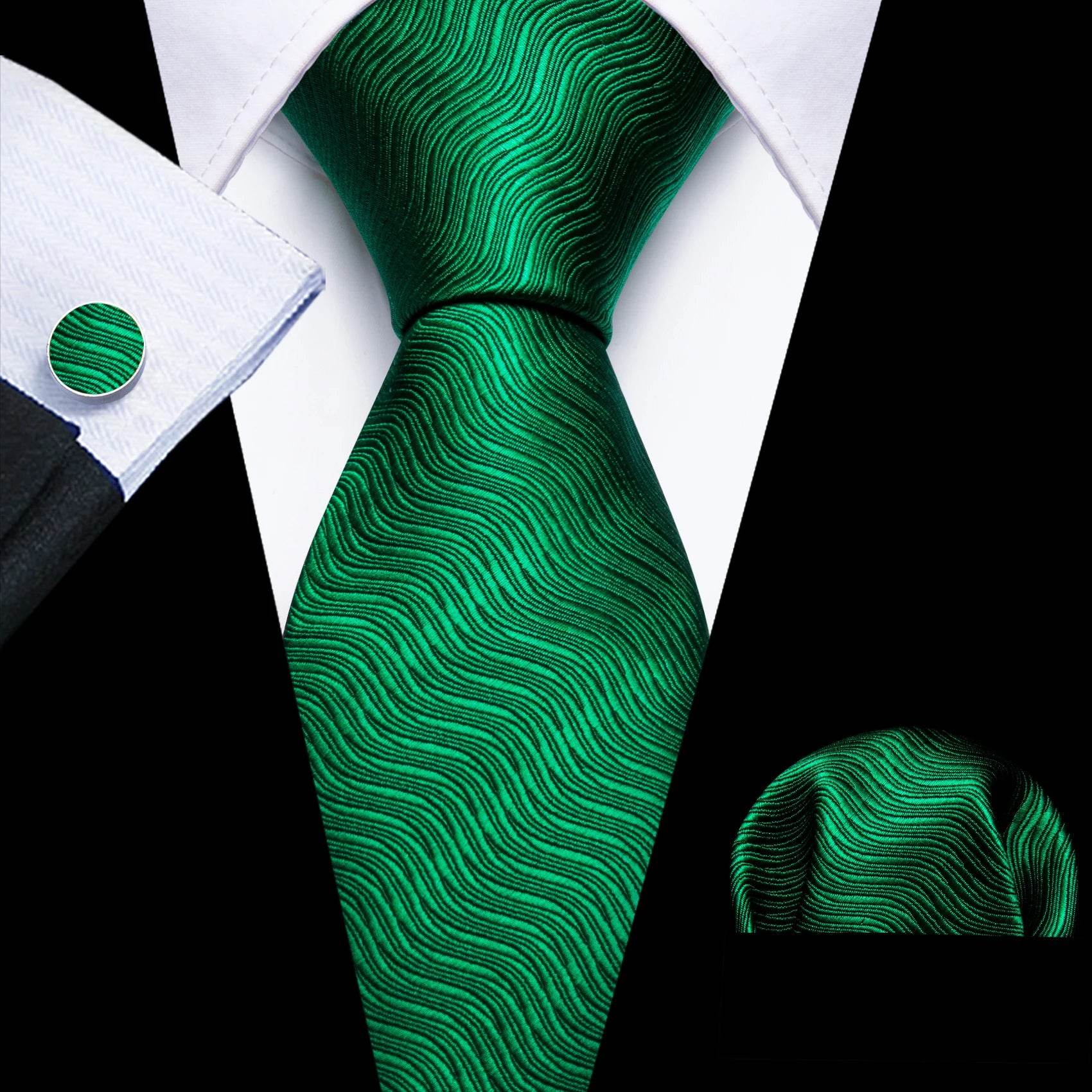 Green Silk Tie Set for Men: Multiple Shades Available - VacationGrabs