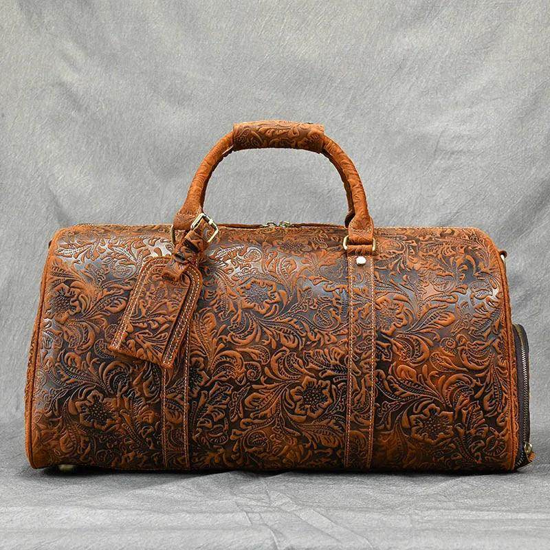 Duffel Bag for Men Crazy Horse Leather - VacationGrabs