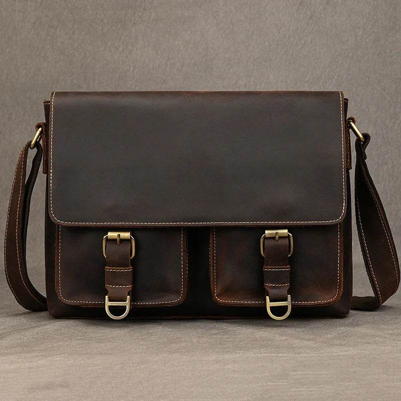 Retro Fashion Men’s Leather Handbag Genuine Shoulder Sling Bag - VacationGrabs