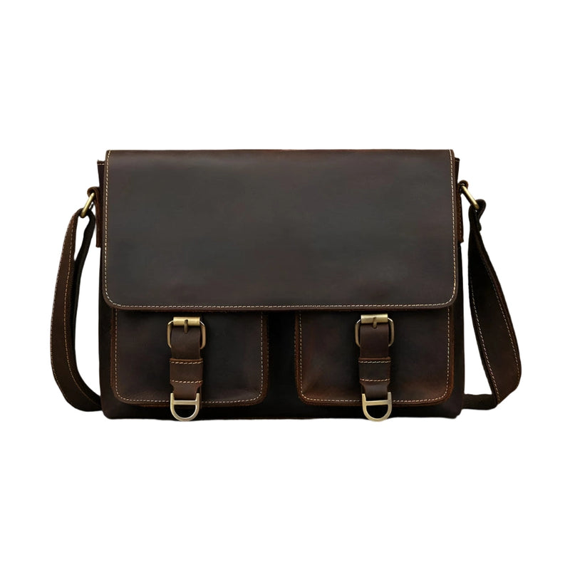 Vintage Real Leather Men's Crossbody Shoulder Bag Sling Bag - VacationGrabs
