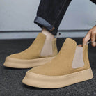 Men’s Genuine Leather Mid Top Boots British Style Chelsea - VacationGrabs