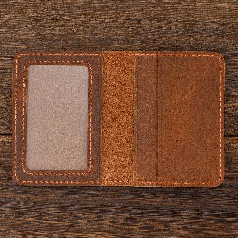 Simple Design Genuine Leather Card Holder Passport Wallet for Men - VacationGrabs
