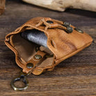 Creative Handmade Leather Coin Purse Retro Style with Silver Bag Design - VacationGrabs