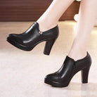 Black Block Heels Platform Pumps Women's Trouser Heels - VacationGrabs