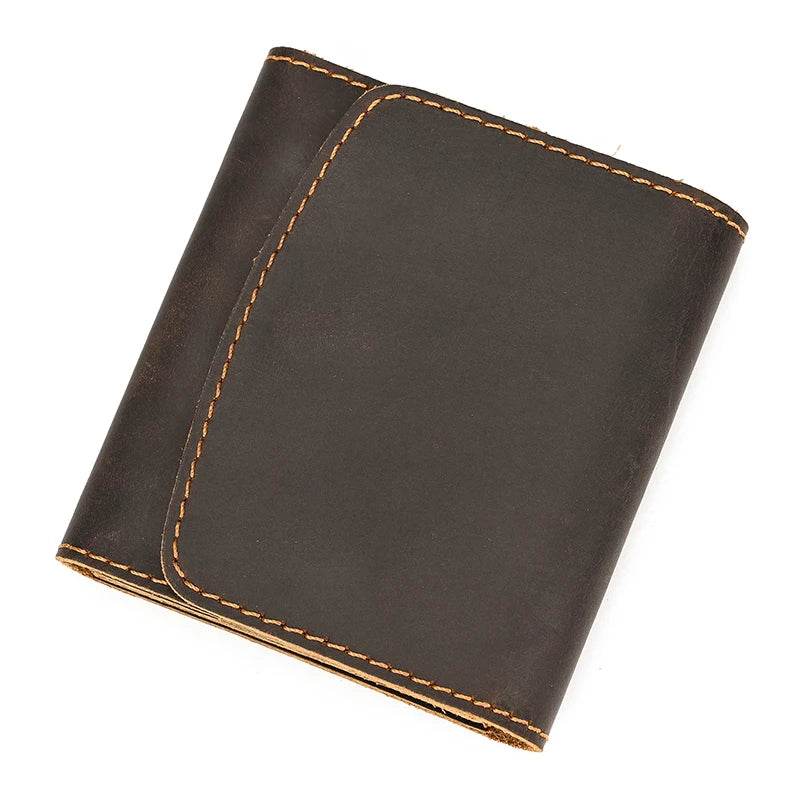 Vintage Crazy Horse Leather Coin Purse Short Wallet Mini Retro Fashion - VacationGrabs