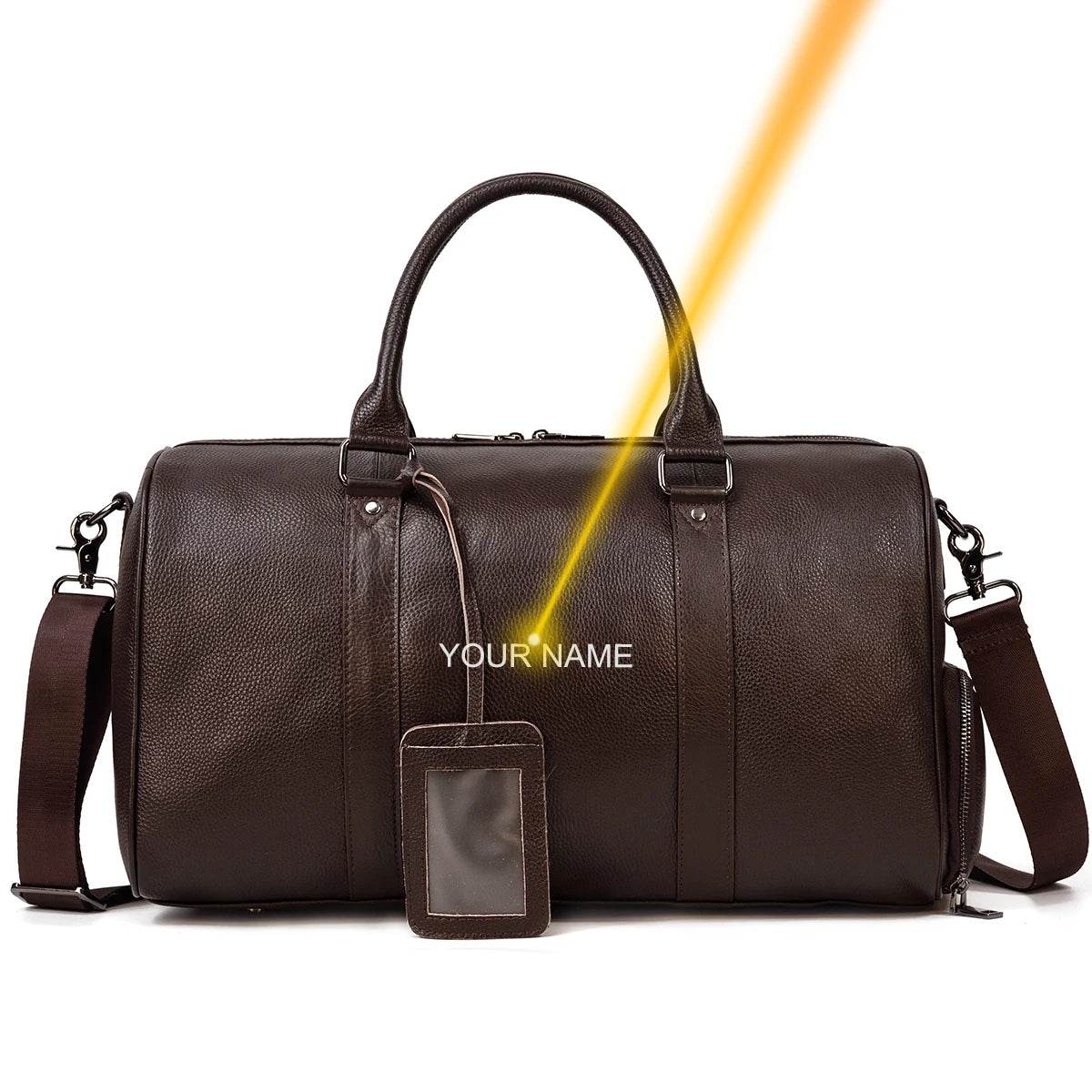 Natural Cowskin Waterproof Men’s Leather Weekend Overnight Bag - VacationGrabs