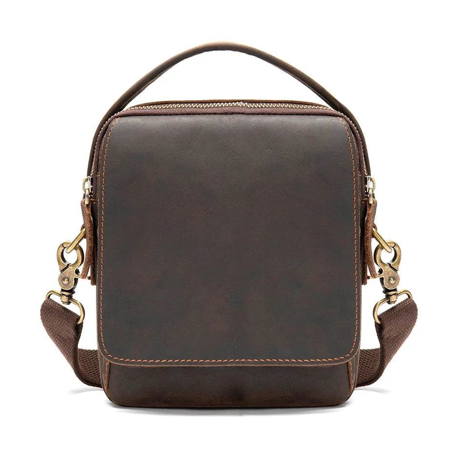 Vintage Leather Crossbody Bag Men Small Shoulder Sling Bag - VacationGrabs