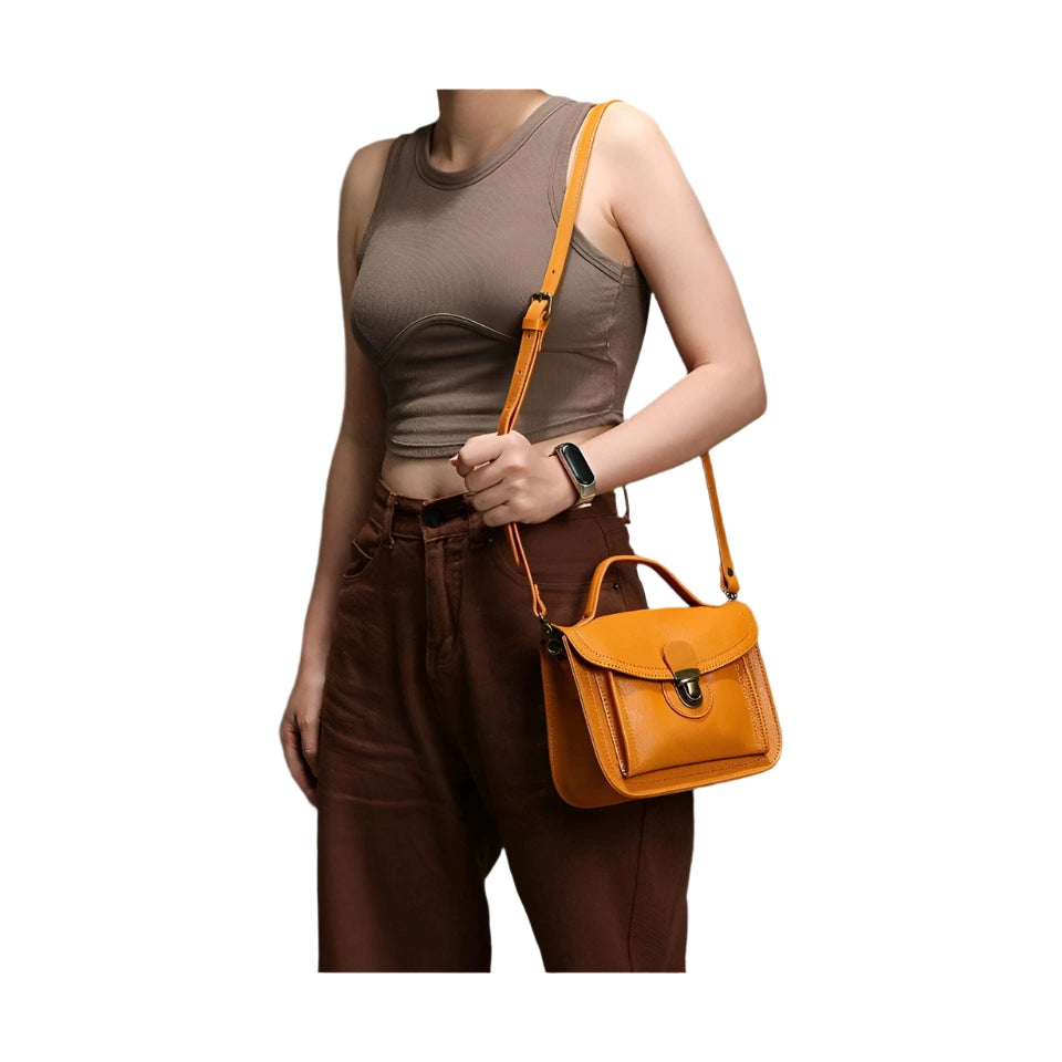 Luxury Full Grain Leather Messenger Bag for Women Anti-Theft - VacationGrabs