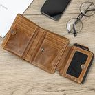 Genuine Leather Short Wallet for Men Bifold Coin Holder Card Purse - VacationGrabs