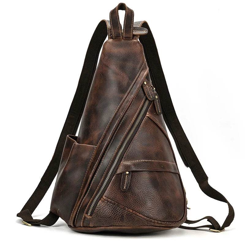 High Quality Leather Saddle Bag Genuine Leather Chest Crossbody - VacationGrabs