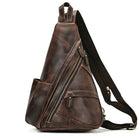 Unique Casual Genuine Leather Triangle Backpack for Men Women - VacationGrabs