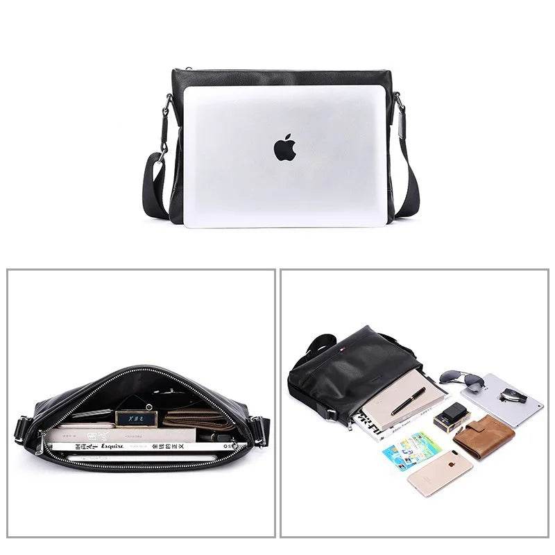 Thick Genuine Leather Shoulder Messenger Bag Anti-Theft - VacationGrabs