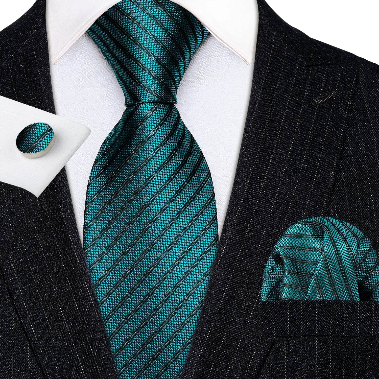 Green Silk Tie Set for Men: Multiple Shades Available - VacationGrabs