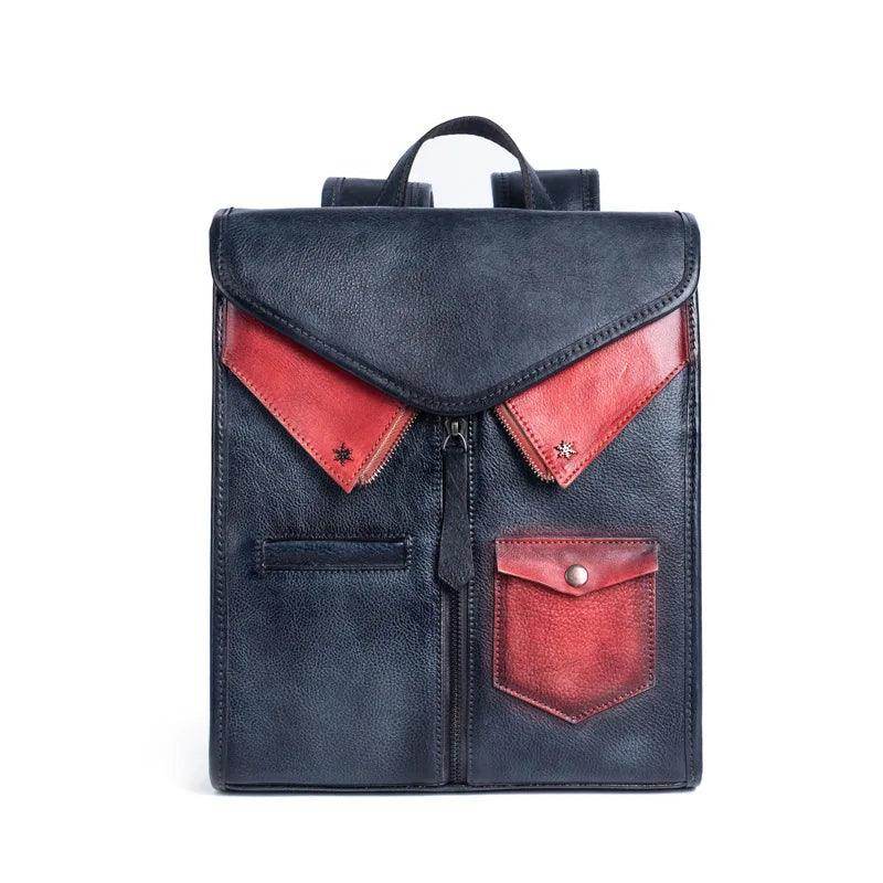 Colorful Vintage Genuine Leather Backpacks Women Travel - VacationGrabs