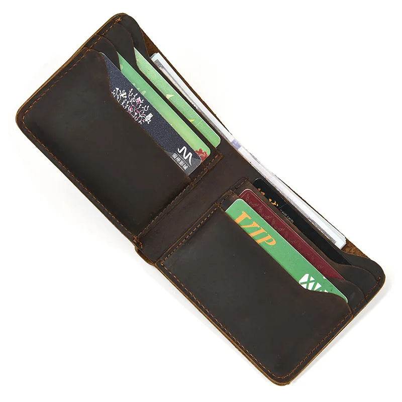 Leather Short Wallet Card Holder Bifold for Men, Women & Credit Cards - VacationGrabs