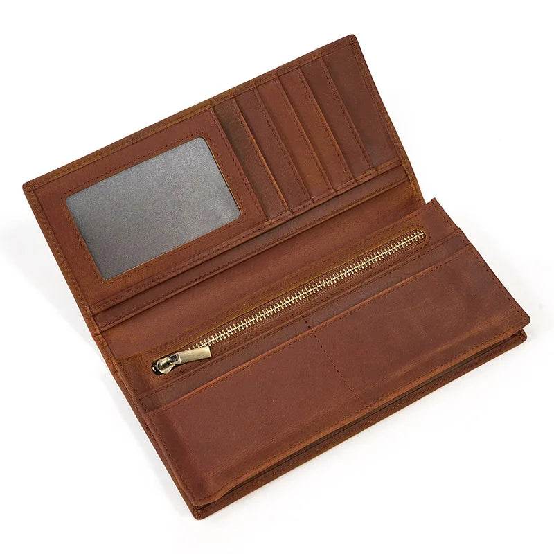 High-Quality Zipper Leather Wallet for 6-inch iPhone Vintage Designer - VacationGrabs