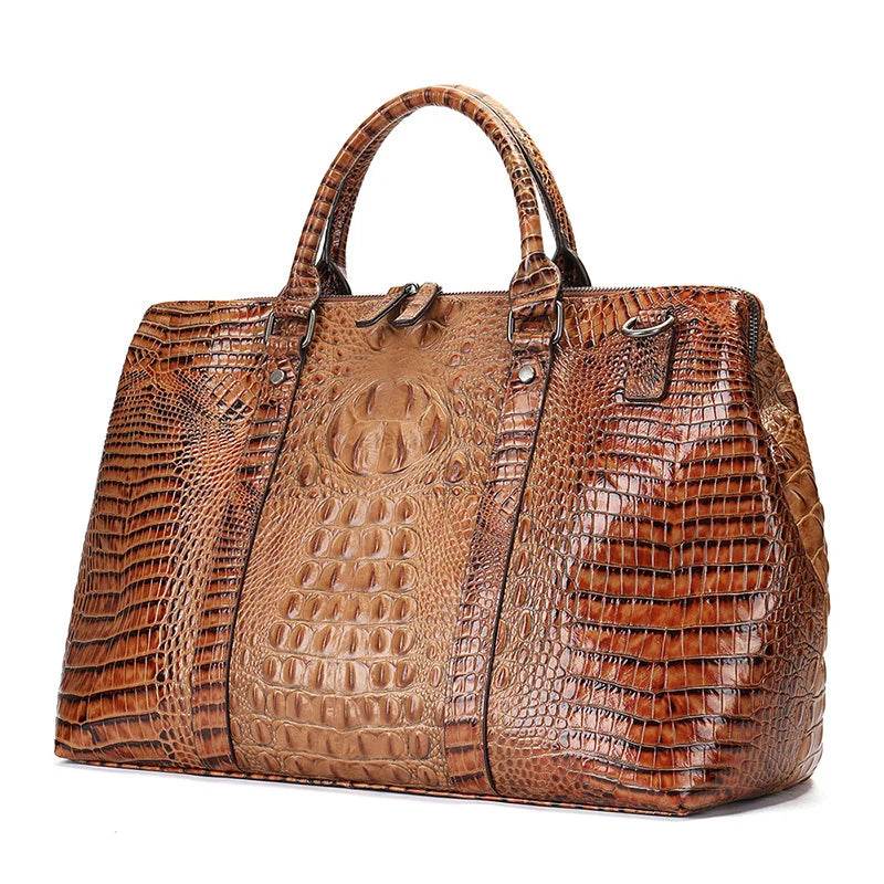 Luxury Alligator Style Leather Handbag for Men & Women Travel Bag - VacationGrabs