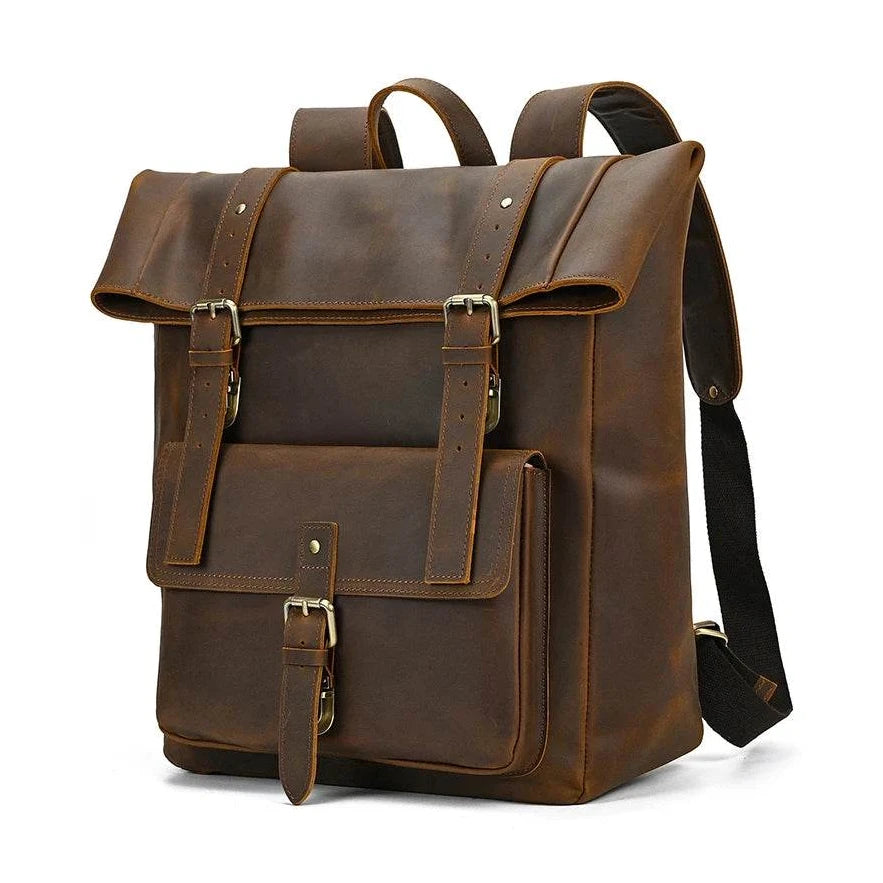 Vintage Fashion Leather Men’s Travel Backpack Luxury Daypack - VacationGrabs