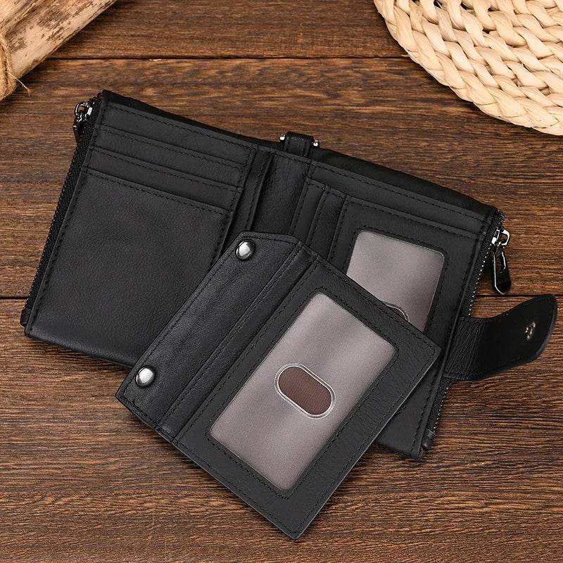 Vintage Leather Short Wallet for Men with Clip Bifold Coin Purse Pocket - VacationGrabs