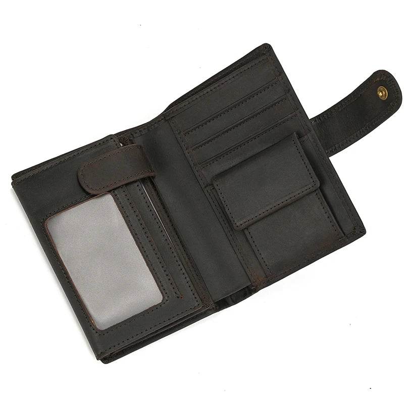 Vintage Leather Short Wallet for Men with Clip Bifold Coin Purse Pocket - VacationGrabs