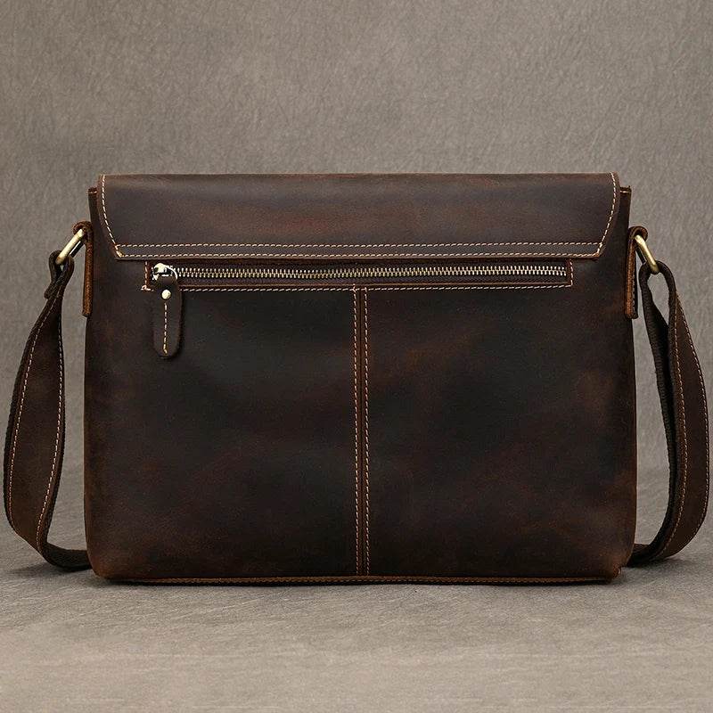 Vintage Real Leather Men's Crossbody Shoulder Bag Sling Bag - VacationGrabs