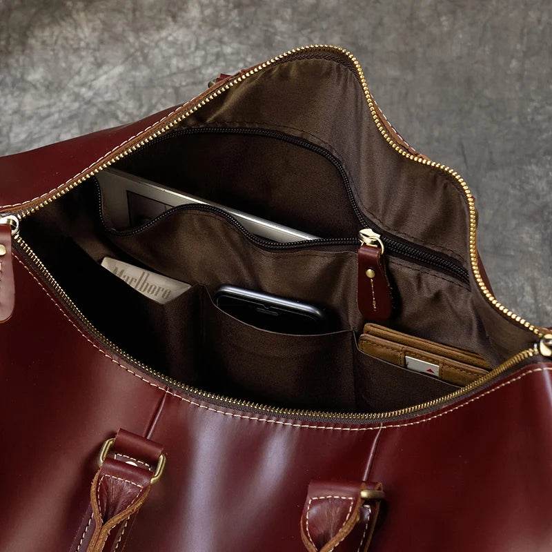 True Leather Weekender Duffle Bag Large Travel Men’s Luggage - VacationGrabs