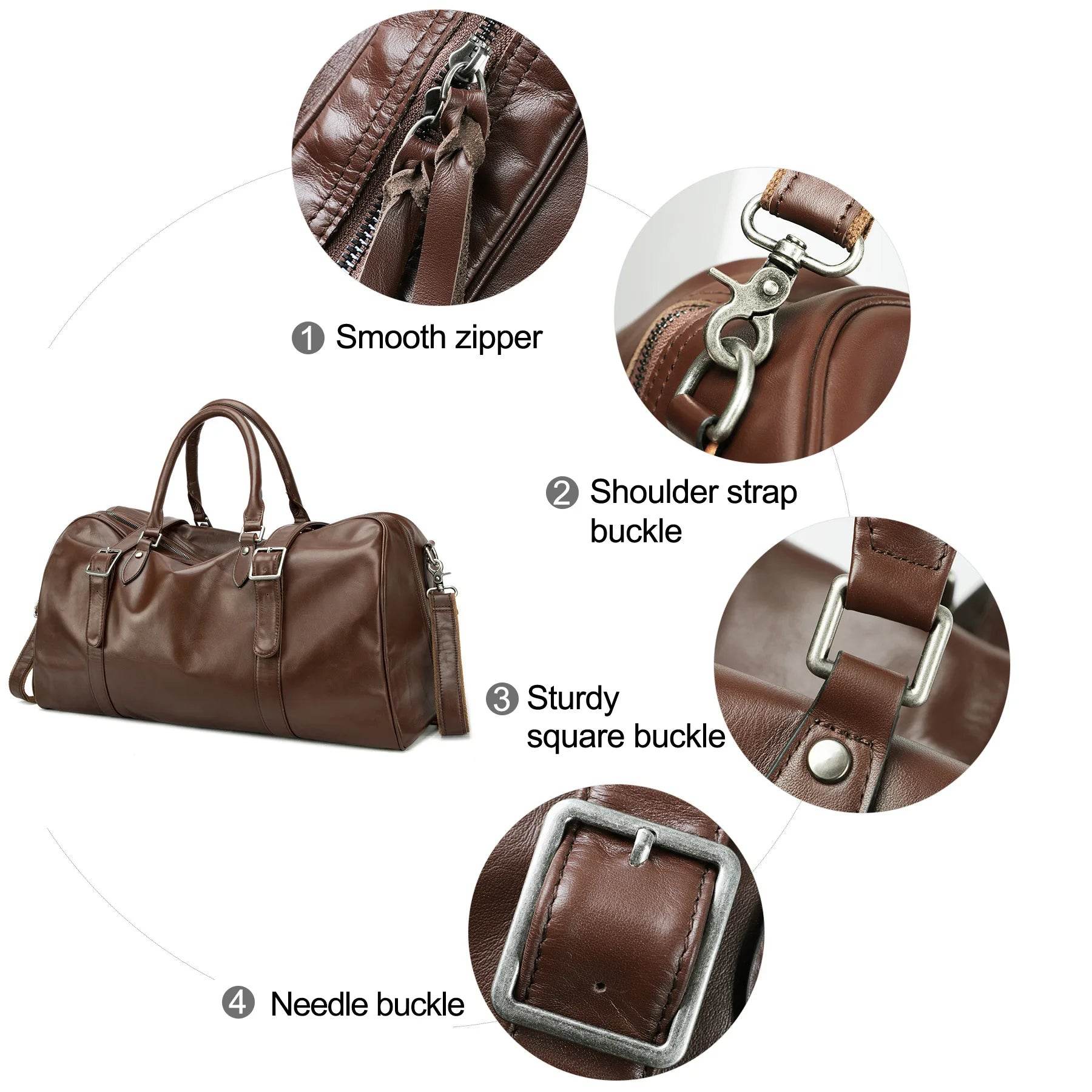 Trendy Men's Leather Duffel – Large Sports Gym Carry-on Bag - VacationGrabs