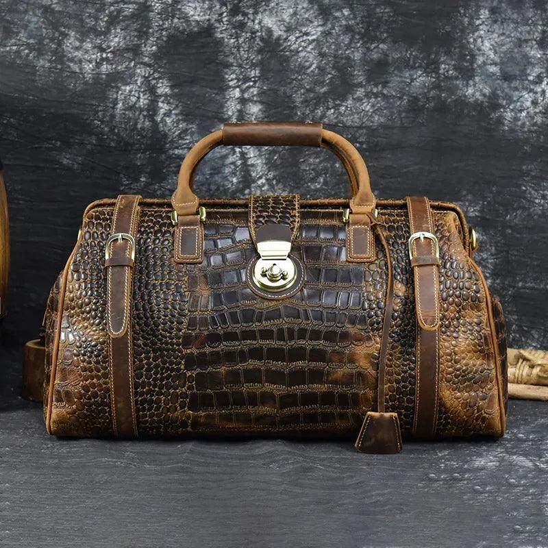 Leather Weekender Bag For Men Vintage Leather - VacationGrabs