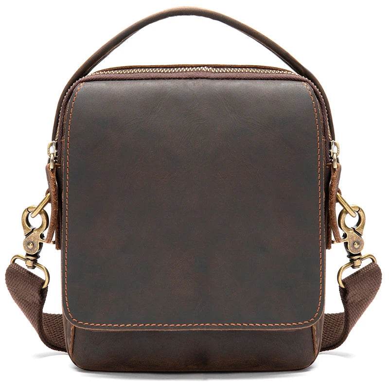Vintage Leather Crossbody Bag Men Small Shoulder Sling Bag - VacationGrabs