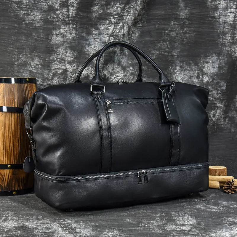 Genuine Leather Luggage Duffle Bags for Men and Women Weekend Bag - VacationGrabs