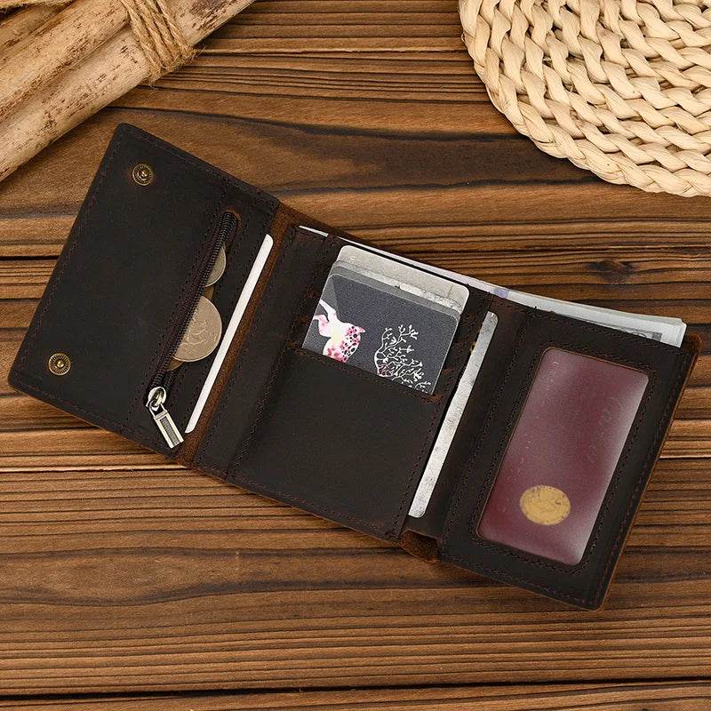 Men’s Short Clip Wallet Leather Slim Design with Coin Bag - VacationGrabs