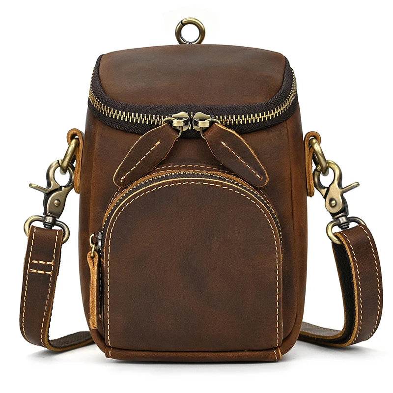 Unique Style Leather Shoulder Crossbody Bag Men's Vintage Phone Pouch - VacationGrabs
