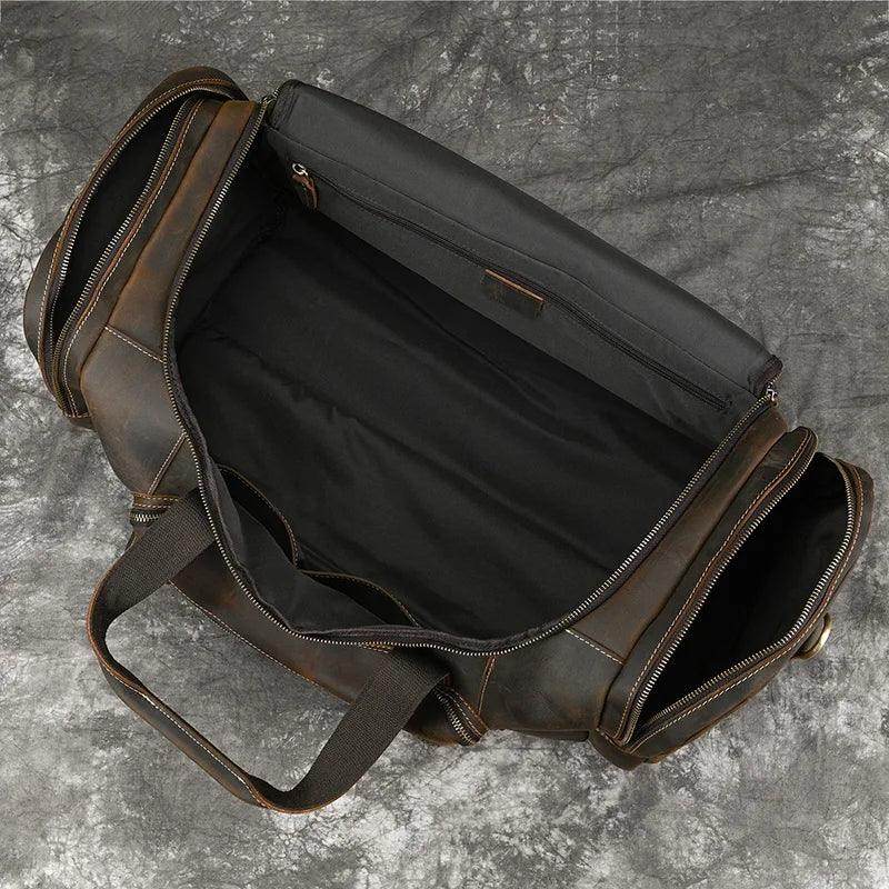 Big Capacity Leather Baggage Bag for Men Travel Weekender - VacationGrabs