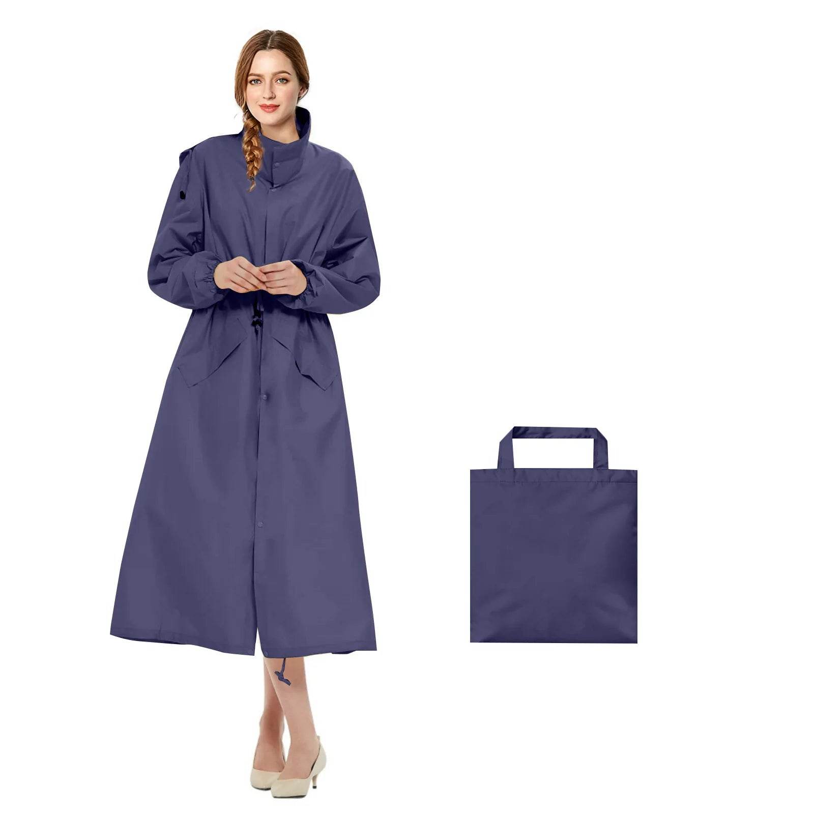 Womens Stylish Waterproof Raincoats with Travel Tote Bag - VacationGrabs