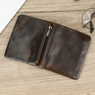 Genuine Leather Short Wallet for Men Bifold Coin Holder Card Purse - VacationGrabs
