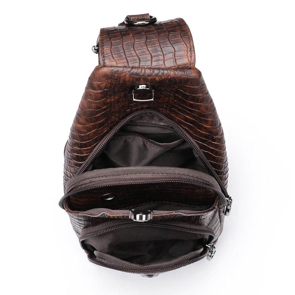 Luxury Men’s Leather Chest Bag Real Cowhide Crossbody Bag - VacationGrabs