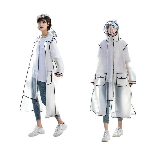 Adult Hooded Raincoat Outdoor Rainwear Transparent - VacationGrabs