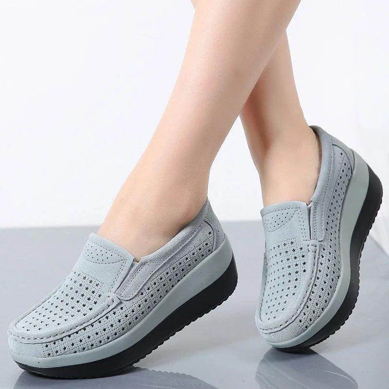 Women's Shoes - Sneakers Platform Flat Loafers Suede Leather Moccasins