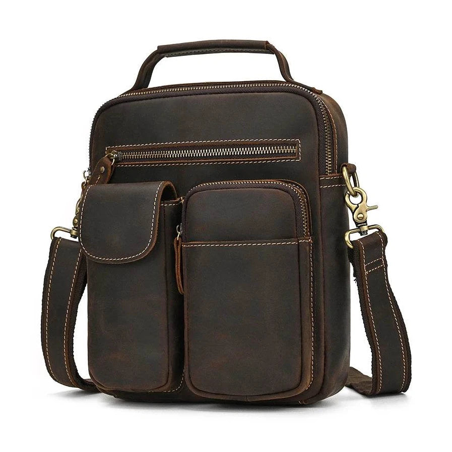 Retro Fashion Men’s Leather Handbag Genuine Shoulder Sling Bag - VacationGrabs