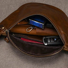 Men's Leather Chest Bag Soft Cowskin Sport Waist Pack for Male - VacationGrabs